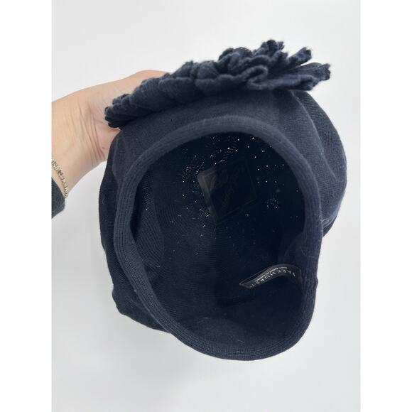 Parkhurst Black Cotton Beret Large Rosette Y2K OS - Picture 4 of 8